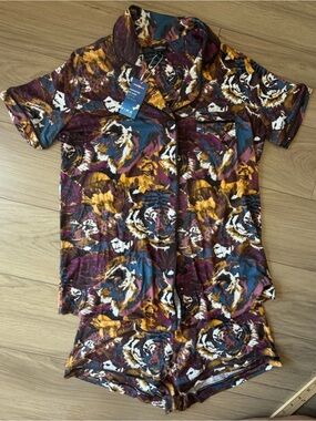 Cosabella African Tiger Black Pima Cotton Pajamas Set Sz Small NWT